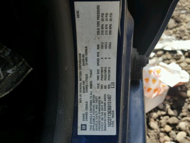 1GCDT136368151407 - 2006 CHEVROLET COLORADO BLUE photo 10