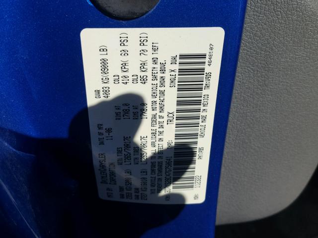 3D7KS28C47G750641 - 2007 DODGE RAM 2500 S BLUE photo 10