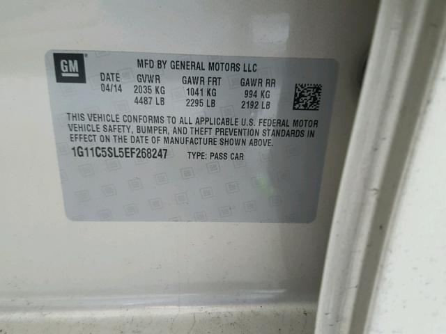 1G11C5SL5EF268247 - 2014 CHEVROLET MALIBU 1LT GOLD photo 10
