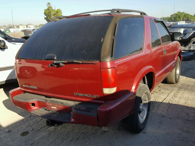 1GNCS18W31K154639 - 2001 CHEVROLET BLAZER MAROON photo 4