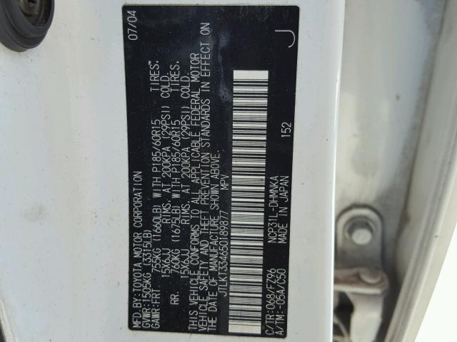 JTLKT334650189877 - 2005 TOYOTA SCION XB 白色 照片 10