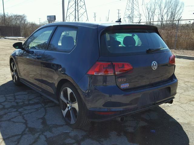 3VWY47AU2FM097514 - 2015 VOLKSWAGEN GTI BLUE photo 3