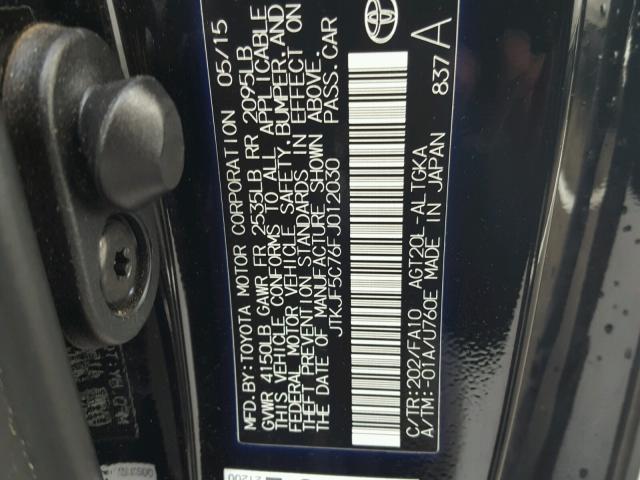 JTKJF5C76FJ012030 - 2015 TOYOTA SCION TC 黑色 照片 10