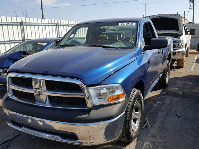 3D7JB1EK1AG101565 - 2010 DODGE RAM 1500 BLUE photo 2