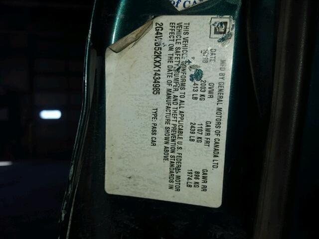 2G4WB52KXX1434985 - 1999 BUICK REGAL LS 绿色 照片 10