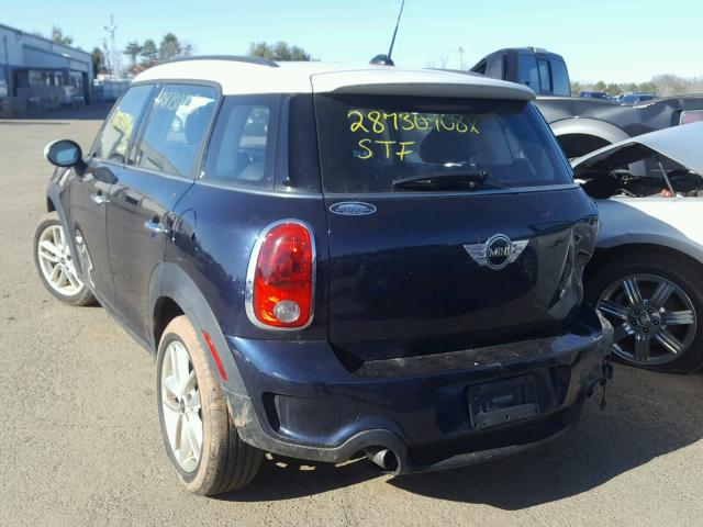 WMWZC5C5XBWH99885 - 2011 MINI COOPER S C BLUE photo 3