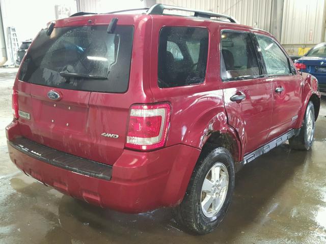 1FMCU93138KA76947 - 2008 FORD ESCAPE XLT RED photo 4