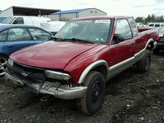 1GCDT19X1X8162617 - 1999 CHEVROLET S TRUCK S1 RED photo 2