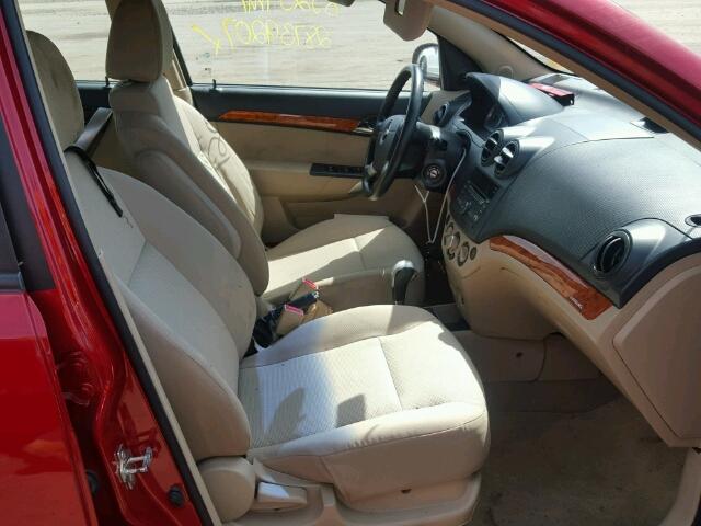KL1TD66EX9B609497 - 2009 CHEVROLET AVEO LS RED photo 5