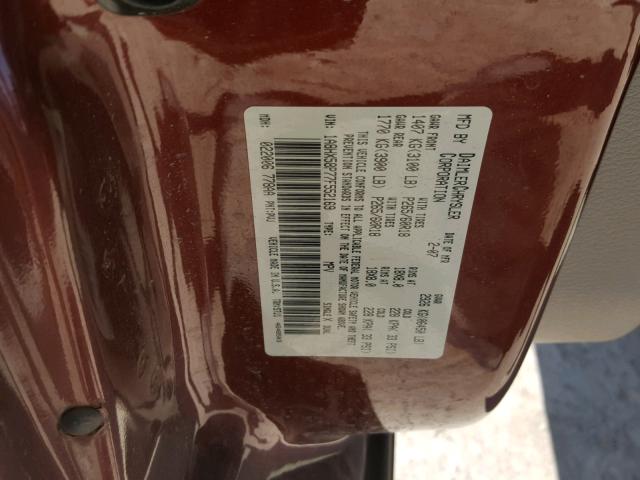 1A8HX58P77F552169 - 2007 CHRYSLER ASPEN LIMI BURGUNDY photo 10