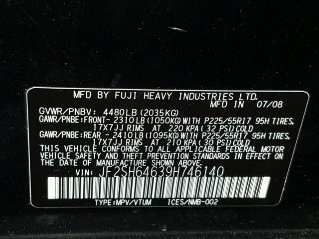 JF2SH64639H746140 - 2009 SUBARU FORESTER 2 GRAY photo 10