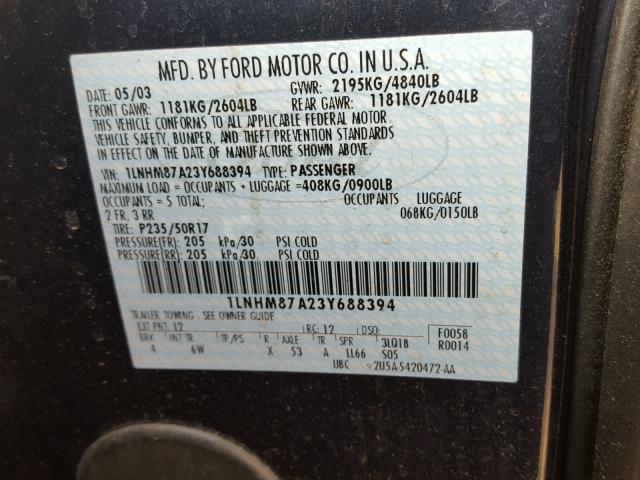 1LNHM87A23Y688394 - 2003 LINCOLN LS BLUE photo 10