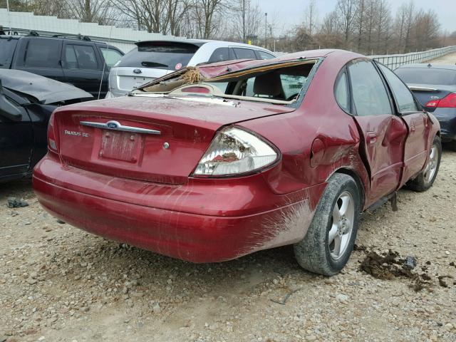 1FAFP53201A279225 - 2001 FORD TAURUS SE RED photo 4