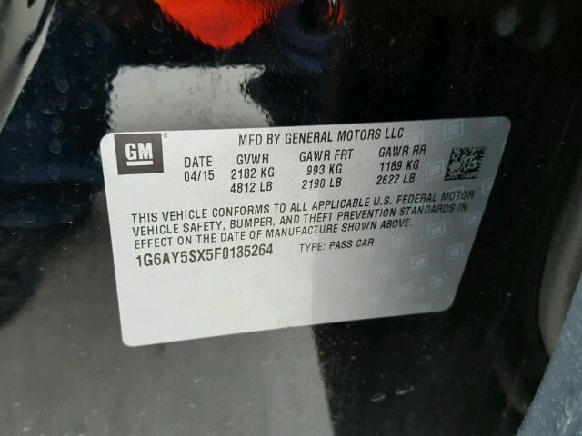 1G6AY5SX5F0135264 - 2015 CADILLAC CTS PERFOR Siyah fotoğraf 10