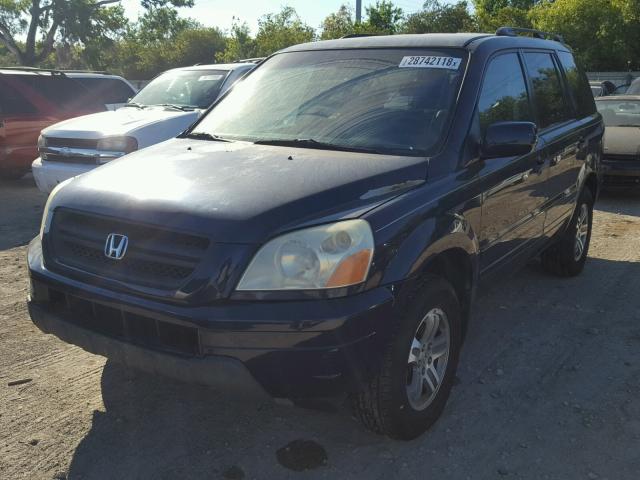 2HKYF18594H545145 - 2004 HONDA PILOT EXL BLUE photo 2