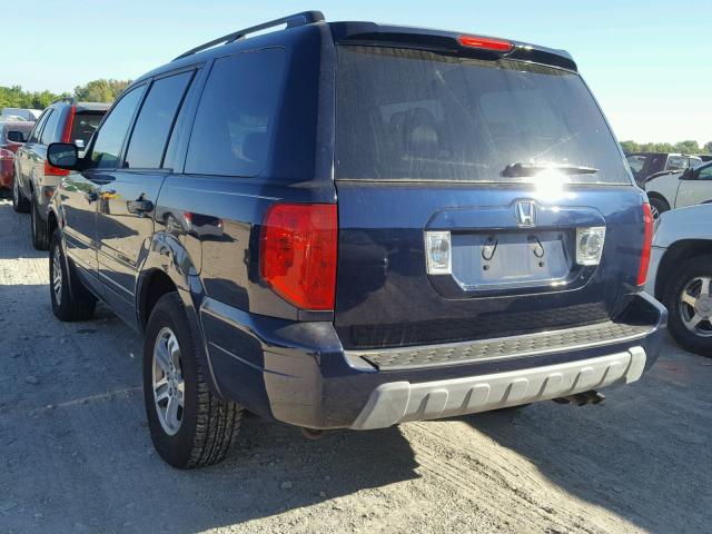 2HKYF18594H545145 - 2004 HONDA PILOT EXL BLUE photo 3