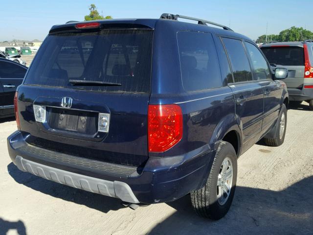 2HKYF18594H545145 - 2004 HONDA PILOT EXL BLUE photo 4