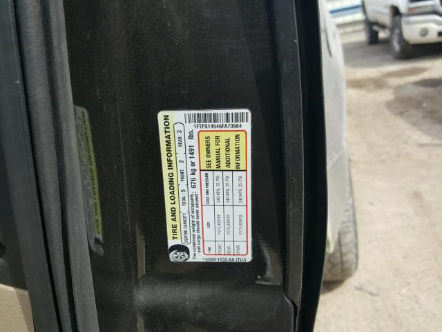 1FTPX14546FA70984 - 2006 FORD F150 GRAY photo 10