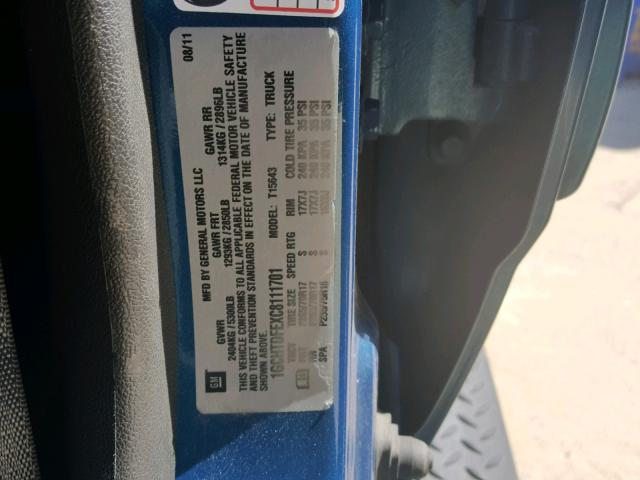 1GCHTDFEXC8111701 - 2012 CHEVROLET COLORADO L BLUE photo 10