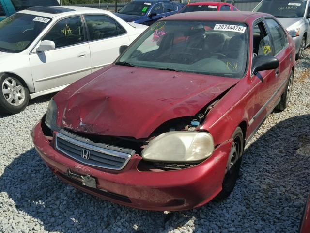 1HGEJ6676XL010097 - 1999 HONDA CIVIC LX RED photo 2