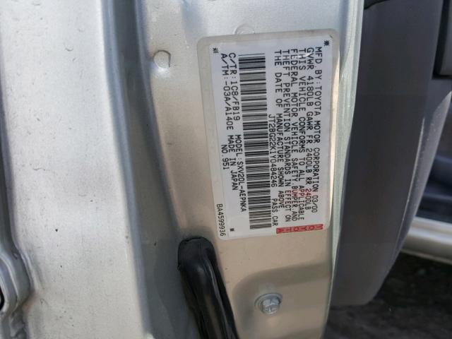 JT2BG22K1Y0484246 - 2000 TOYOTA CAMRY CE SILVER photo 10