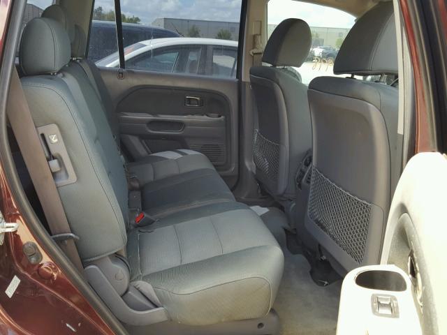 5FNYF28197B042351 - 2007 HONDA PILOT LX MAROON photo 6