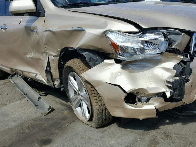 5TDDK3EH9AS031306 - 2010 TOYOTA HIGHLANDER GOLD photo 9