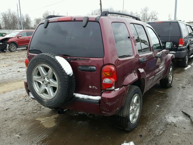 1J4GL58K33W682182 - 2003 JEEP LIBERTY LI MAROON photo 4