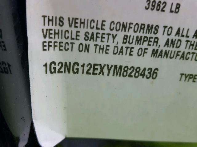 1G2NG12EXYM828436 - 2000 PONTIAC GRAND AM S ლურჯი ფოტო 10