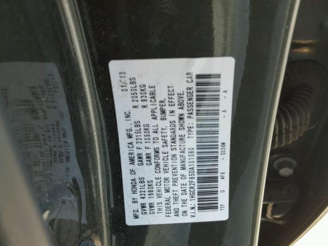 1HGCR2F85DA101080 - 2013 HONDA ACCORD EXL GRAY photo 10