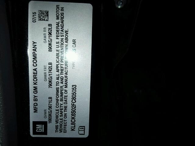 KL8CK6S02FC805053 - 2015 CHEVROLET SPARK EV 1 黑色 照片 10