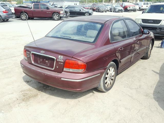 KMHWF35H42A596926 - 2002 HYUNDAI SONATA GLS RED photo 4