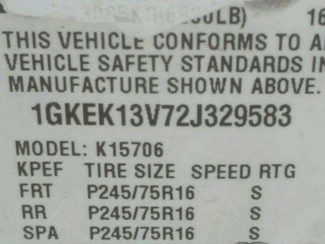 1GKEK13V72J329583 - 2002 GMC YUKON BLACK photo 10