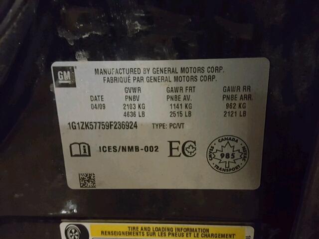 1G1ZK57759F236924 - 2009 CHEVROLET MALIBU LTZ 黑色 照片 10