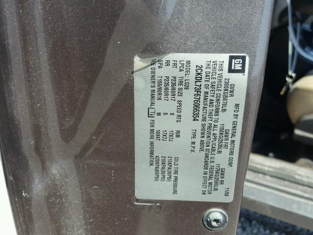 2CKDL73F676066354 - 2007 PONTIAC TORRENT GRAY photo 10