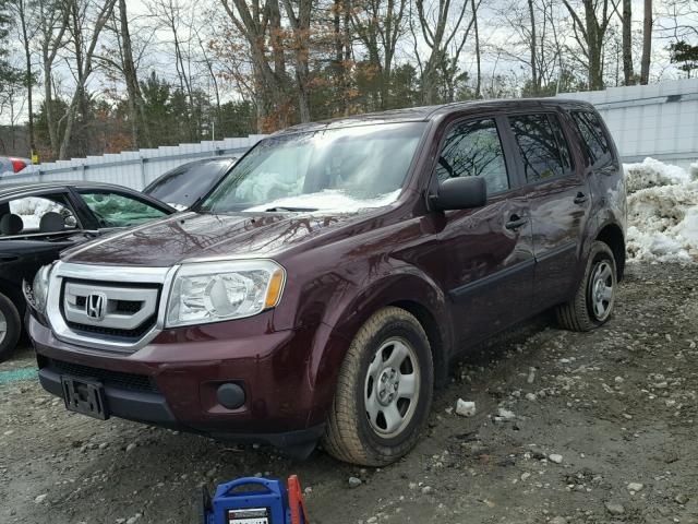 5FNYF48259B013453 - 2009 HONDA PILOT LX MAROON photo 2