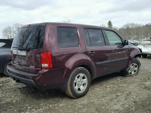 5FNYF48259B013453 - 2009 HONDA PILOT LX MAROON photo 4