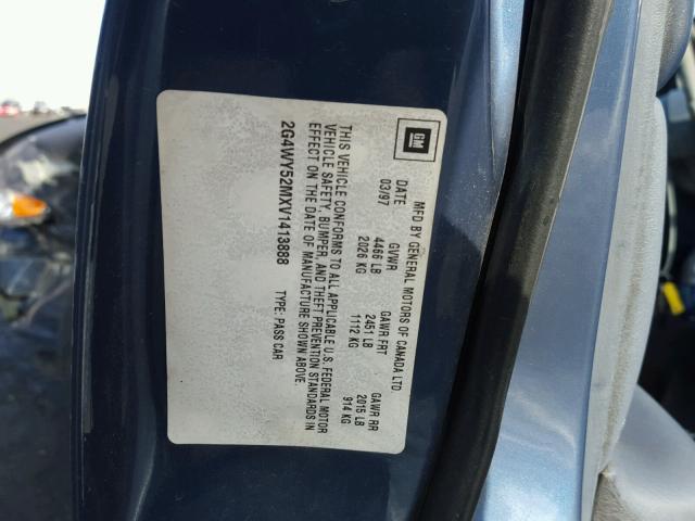 2G4WY52MXV1413888 - 1997 BUICK CENTURY LI BLUE photo 10