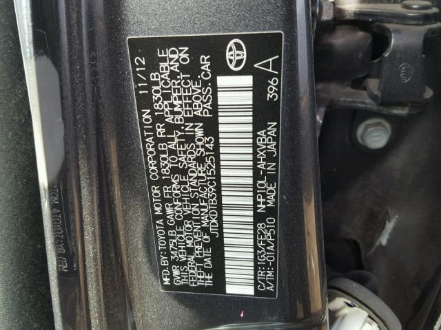 JTDKDTB39C1525143 - 2012 TOYOTA PRIUS C GRAY photo 10