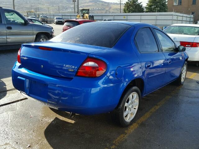 1B3ES56C35D177058 - 2005 DODGE NEON SXT BLUE photo 4