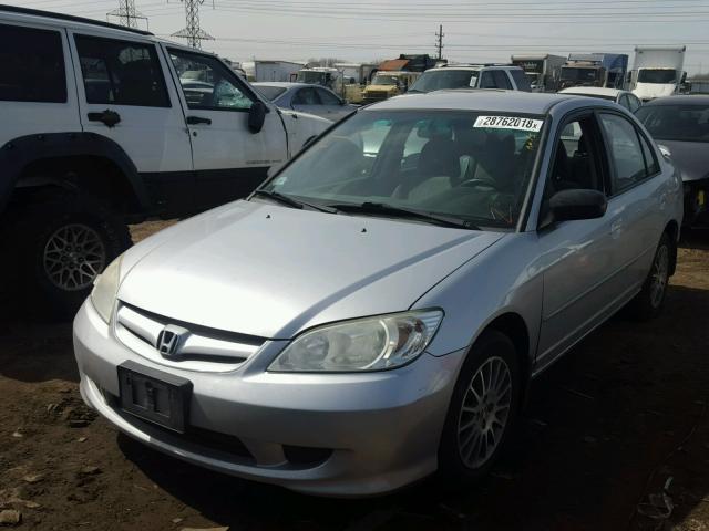 2HGES16545H605118 - 2005 HONDA CIVIC LX SILVER photo 2