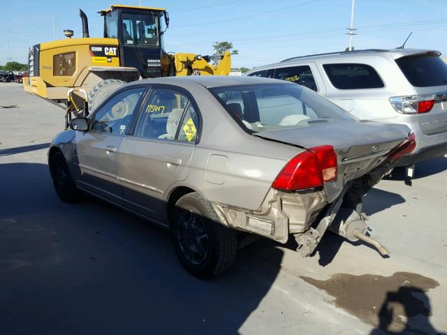 2HGES16562H541613 - 2002 HONDA CIVIC LX TAN photo 3