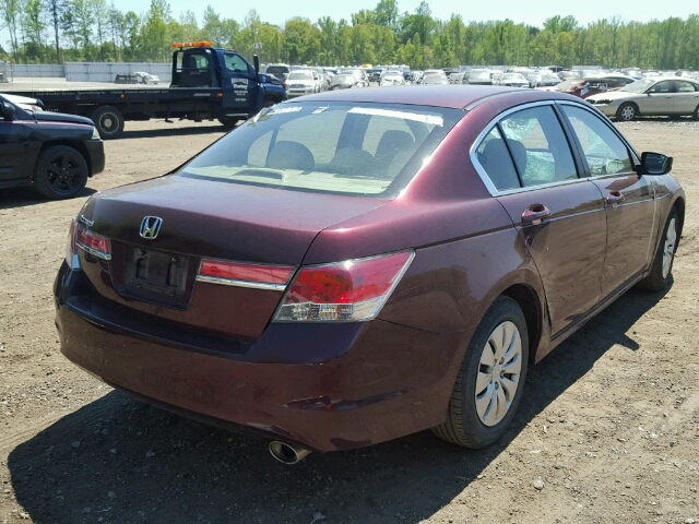 1HGCP2E31BA095089 - 2011 HONDA ACCORD LX MAROON photo 4