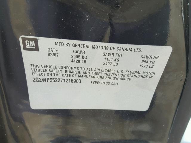 2G2WP552271216903 - 2007 PONTIAC GRAND PRIX Qara foto 10