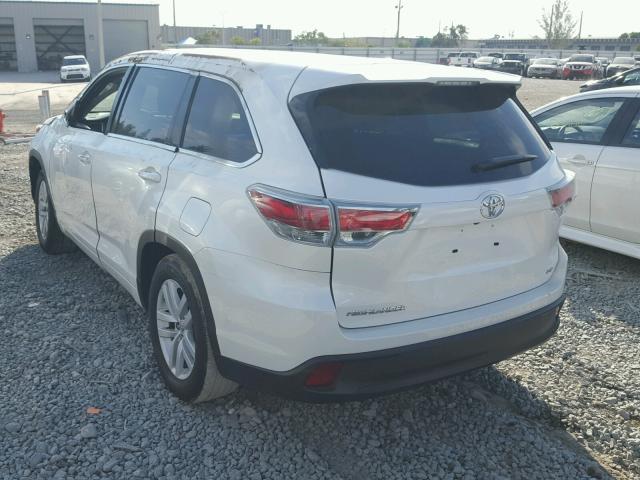 5TDZARFH6FS015467 - 2015 TOYOTA HIGHLANDER WHITE photo 3