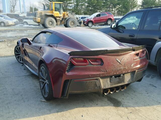 1G1Y12D74H5110205 - 2017 CHEVROLET CORVETTE G BURGUNDY photo 3