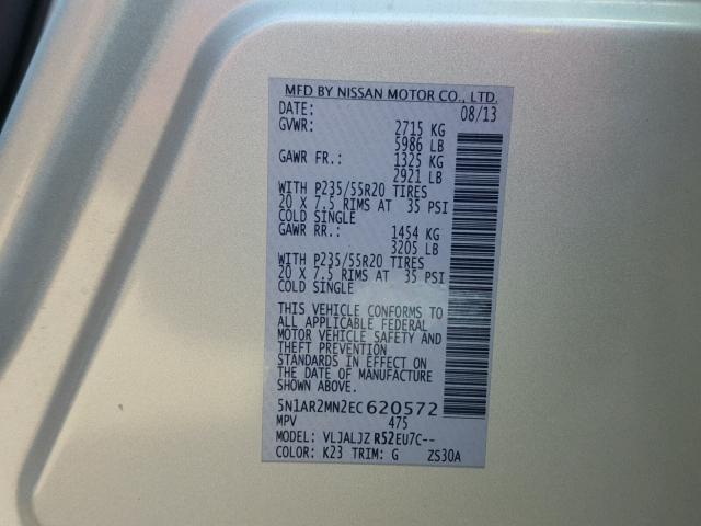 5N1AR2MN2EC620572 - 2014 NISSAN PATHFINDER SILVER photo 10