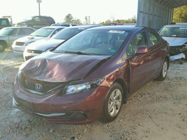 19XFB2E5XDE024971 - 2013 HONDA CIVIC LX BURGUNDY photo 2