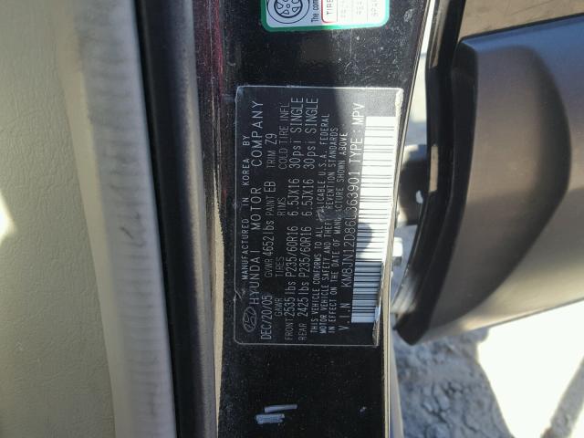 KM8JN12D86U363901 - 2006 HYUNDAI TUCSON GLS BLACK photo 10