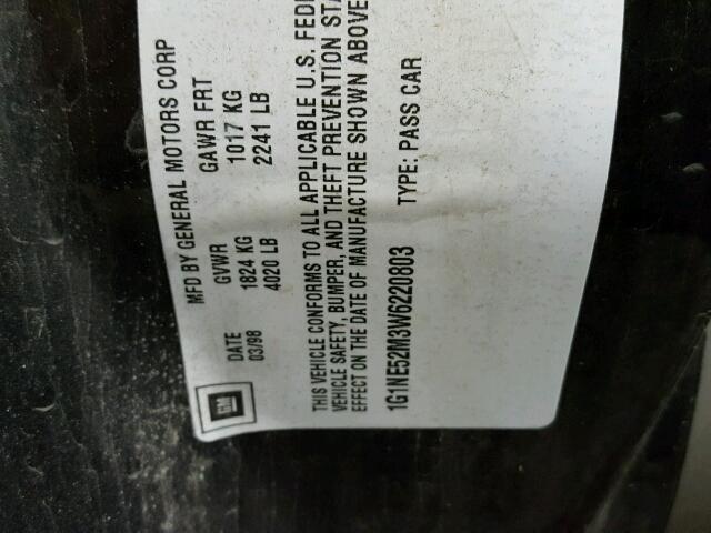 1G1NE52M3W6220803 - 1998 CHEVROLET MALIBU LS 黑色 照片 10